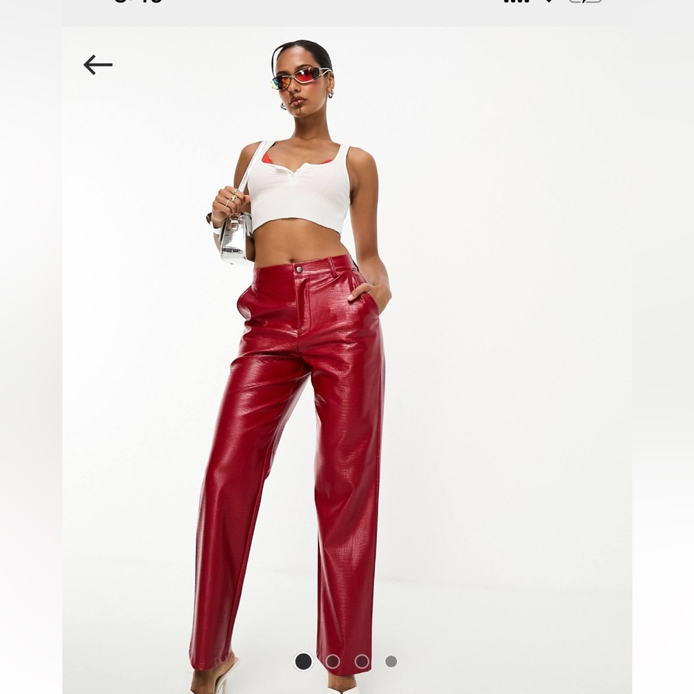 Faux leather straight leg pants in croc